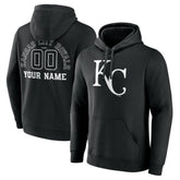 Kansas City Royals Monochrome Personalized Name & Number Pullover Hoodie - Black Hoodies