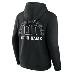 Kansas City Royals Monochrome Personalized Name & Number Pullover Hoodie - Black Hoodies