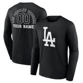 Los Angeles Dodgers Monochrome Personalized Name & Number Long Sleeve T-Shirt - Black T-shirts