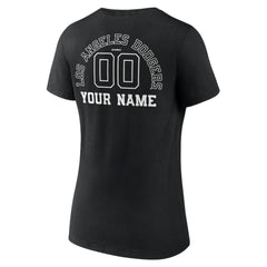 Los Angeles Dodgers Women's Monochrome Personalized Name & Number V-Neck T-Shirt - Black T-shirts
