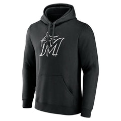Miami Marlins Monochrome Personalized Name & Number Pullover Hoodie - Black Hoodies