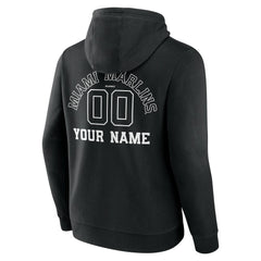 Miami Marlins Monochrome Personalized Name & Number Pullover Hoodie - Black Hoodies
