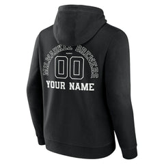 Milwaukee Brewers Monochrome Personalized Name & Number Pullover Hoodie - Black Hoodies