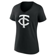 Minnesota Twins Women's Monochrome Personalized Name & Number V-Neck T-Shirt - Black T-shirts