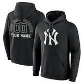 New York Yankees Monochrome Personalized Name & Number Pullover Hoodie - Black Hoodies