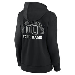 New York Yankees Women's Monochrome Personalized Name & Number Pullover Hoodie - Black Hoodies