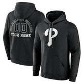 Philadelphia Phillies Monochrome Personalized Name & Number Pullover Hoodie - Black Hoodies