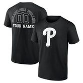 Philadelphia Phillies Monochrome Personalized Name & Number T-Shirt - Black T-shirts
