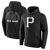 Pittsburgh Pirates Monochrome Personalized Name & Number Pullover Hoodie - Black Hoodies