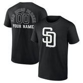 San Diego Padres Monochrome Personalized Name & Number T-Shirt - Black T-shirts