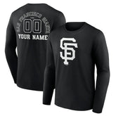 San Francisco Giants Monochrome Personalized Name & Number Long Sleeve T-Shirt - Black T-shirts