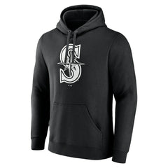 Seattle Mariners Monochrome Personalized Name & Number Pullover Hoodie - Black Hoodies