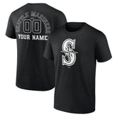 Seattle Mariners Monochrome Personalized Name & Number T-Shirt - Black T-shirts