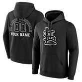 St. Louis Cardinals Monochrome Personalized Name & Number Pullover Hoodie - Black Hoodies