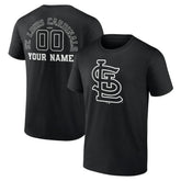 St. Louis Cardinals Monochrome Personalized Name & Number T-Shirt - Black T-shirts