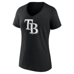 Tampa Bay Rays Women's Monochrome Personalized Name & Number V-Neck T-Shirt - Black T-shirts