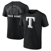 Texas Rangers Monochrome Personalized Name & Number T-Shirt - Black T-shirts