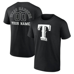 Texas Rangers Monochrome Personalized Name & Number T-Shirt - Black T-shirts