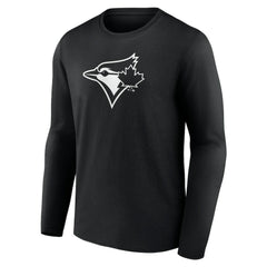 Toronto Blue Jays Monochrome Personalized Name & Number Long Sleeve T-Shirt - Black T-shirts