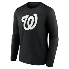 Washington Nationals Monochrome Personalized Name & Number Long Sleeve T-Shirt - Black T-shirts