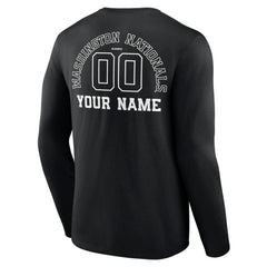 Washington Nationals Monochrome Personalized Name & Number Long Sleeve T-Shirt - Black T-shirts
