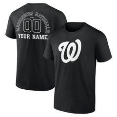 Washington Nationals Monochrome Personalized Name & Number T-Shirt - Black T-shirts