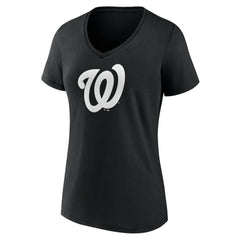 Washington Nationals Women's Monochrome Personalized Name & Number V-Neck T-Shirt - Black T-shirts