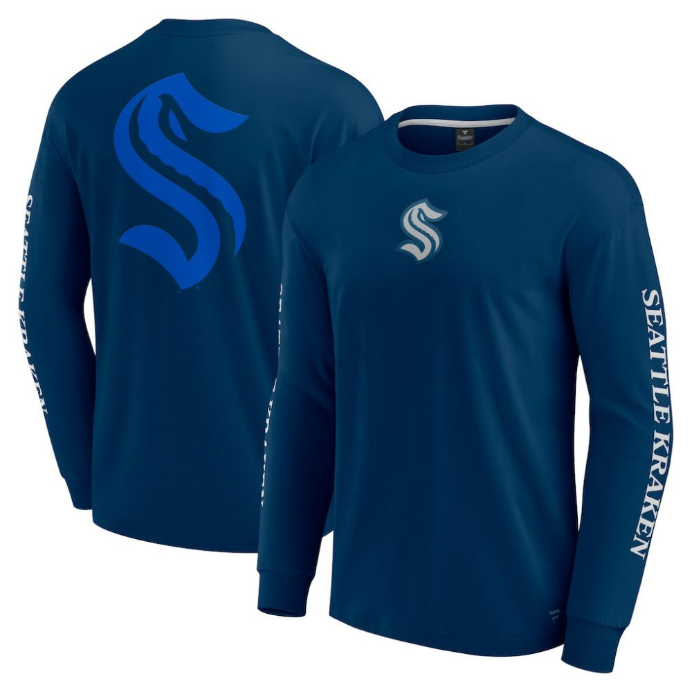 NHL Seattle Kraken Fanatics Elements Strive Long Sleeve T-Shirt - Navy