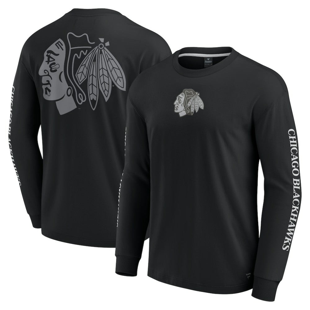 NHL Chicago Blackhawks Fanatics Elements Strive Long Sleeve T-Shirt - Black