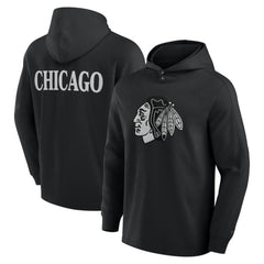 NHL Chicago Blackhawks Fanatics Elements Blaze Tri-Blend Long Sleeve Hoodie T-Shirt - Black