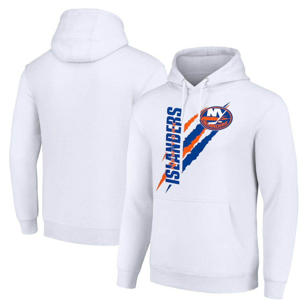 NHL New York Islanders Starter Color Scratch Fleece Pullover Hoodie - White