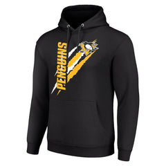 NHL Pittsburgh Penguins Starter Color Scratch Fleece Pullover Hoodie - Black