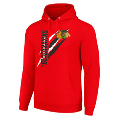NHL Chicago Blackhawks Starter Color Scratch Fleece Pullover Hoodie - Red
