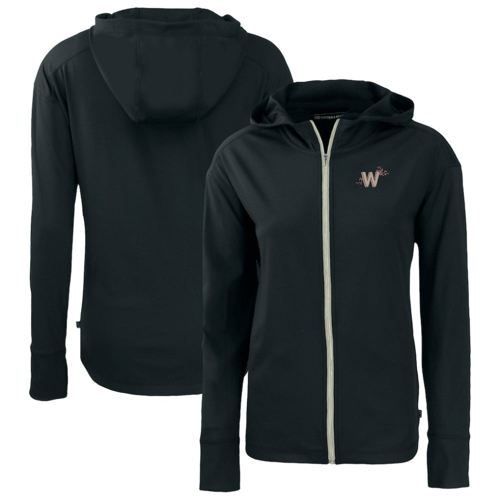 Washington Nationals Cutter & Buck Women's City Connect Daybreak Eco Recycled Full-Zip Hoodie - Black Hoodies