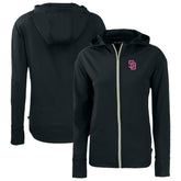 San Diego Padres Cutter & Buck Women's City Connect Daybreak Eco Recycled Full-Zip Hoodie - Black Hoodies