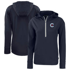 Chicago Cubs Cutter & Buck Women's City Connect Daybreak Eco Recycled Half-Zip Hoodie - Navy Hoodies