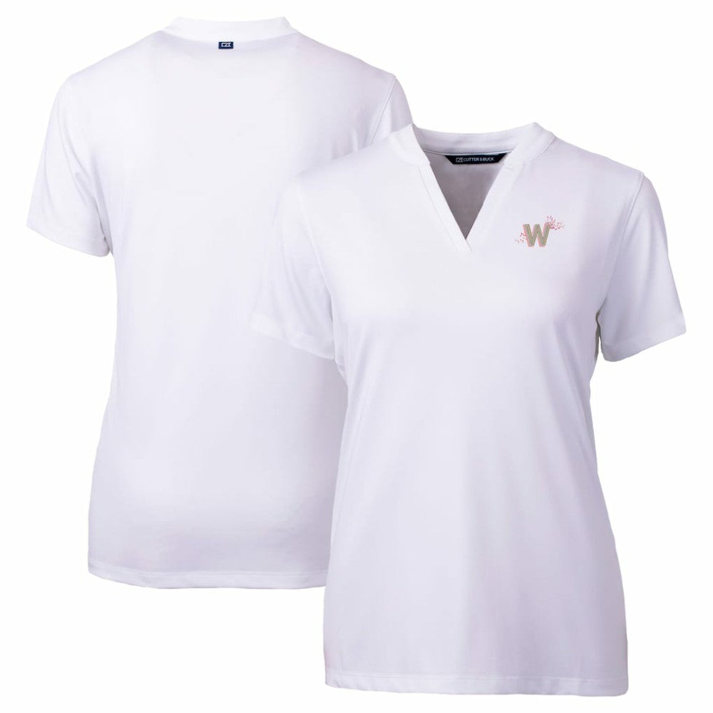 Washington Nationals Cutter & Buck Women's City Connect Forge Heathered Stretch Blade Top - White Tops