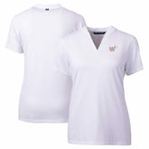 Washington Nationals Cutter & Buck Women's City Connect Forge Heathered Stretch Blade Top - White Tops