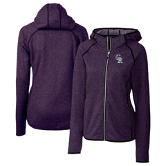 Colorado Rockies Cutter & Buck Women's City Connect Mainsail Full-Zip Hooded Jacket - Heather Purple Jackets
