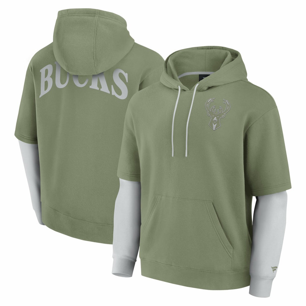 Milwaukee Bucks Elements Sleek Pullover Hoodie Olive