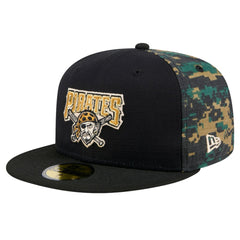 Pittsburgh Pirates New Era Digi Camo 59FIFTY Fitted Hat - Black Hats