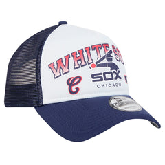 Chicago White Sox New Era Retro Wordmark 9FORTY A-Frame Trucker Adjustable Hat - White Hats