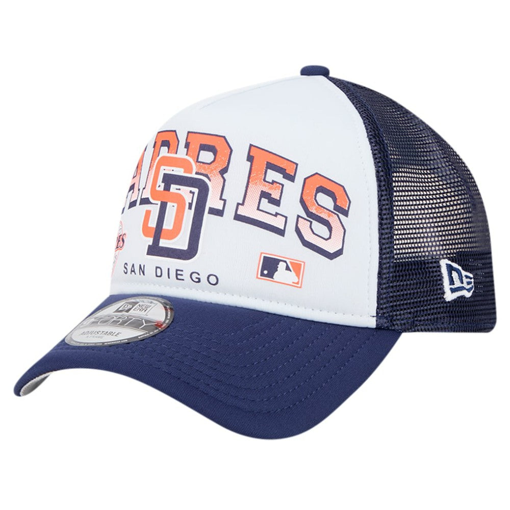 San Diego Padres New Era Retro Wordmark 9FORTY A-Frame Trucker Adjustable Hat - White Hats