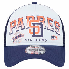 San Diego Padres New Era Retro Wordmark 9FORTY A-Frame Trucker Adjustable Hat - White Hats