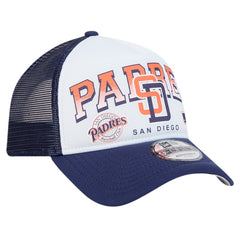San Diego Padres New Era Retro Wordmark 9FORTY A-Frame Trucker Adjustable Hat - White Hats