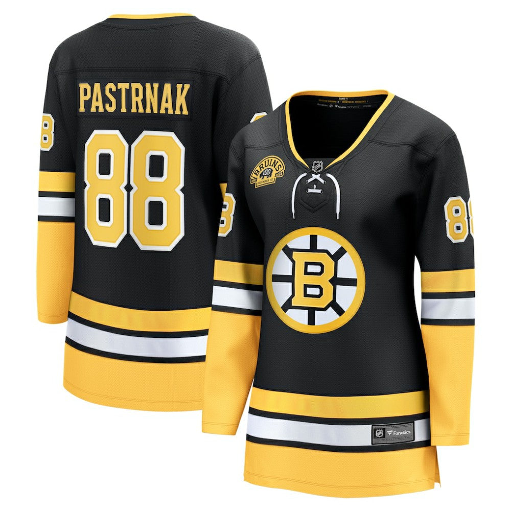 NHL David Pastrnak Boston Bruins Fanatics Women's 100th Anniversary Breakaway Jersey - Black