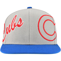 Chicago Cubs Mitchell & Ness Knock Out Panel Snapback Hat - Gray Hats