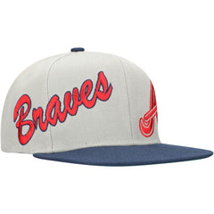 Atlanta Braves Mitchell & Ness Knock Out Panel Snapback Hat - Gray/Navy Hats