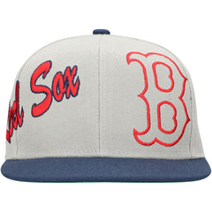 Boston Red Sox Mitchell & Ness Knock Out Panel Snapback Hat - Gray Hats