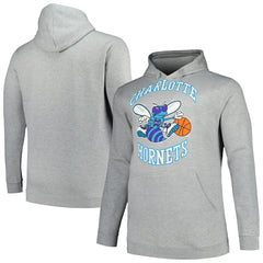 Charlotte Hornets Hardwood Classics Big & Tall Pullover Hoodie Heather Gray